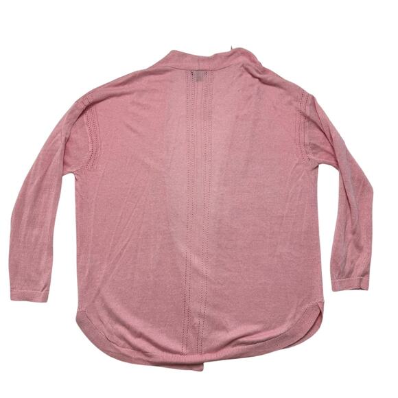 TALBOTS Soft Pink Linen Blend Eyelet Knit Open Cardigan Size Large Womens Curve - Picture 5 of 10